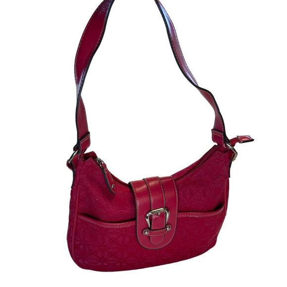 Croft & Barrow, Hot Pink Fabric Bag w/ Flap Buckle Zip Close - Picture 2 of 11
